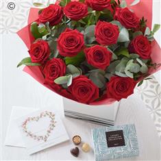 Red Rose Eucalyptus Anniversary Gift Set